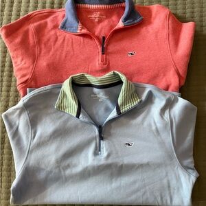 Vineyard Vines Kids' Coral and Light Blue Quarter-Zip Pullovers